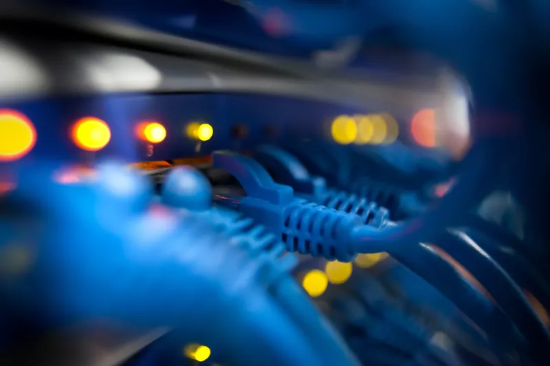 Blue and cute cables in server back