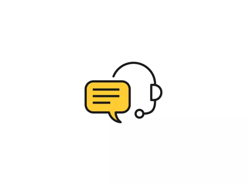 Flat Icon of headphones and a bubble with text