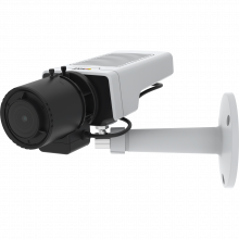 AXIS M1137 Network Camera has a flexible design. The camera is viewed from its left angle.