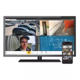 computer with four screen presenting videos surveillance scenarios