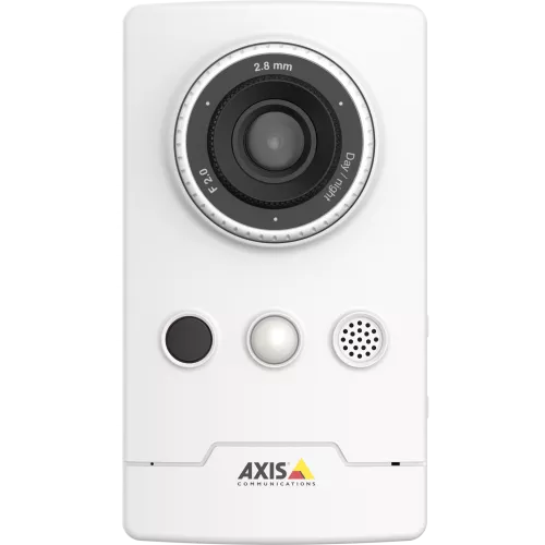 AXIS M1065-LW IP camera with edge storage. The camera is viewed from its front. 