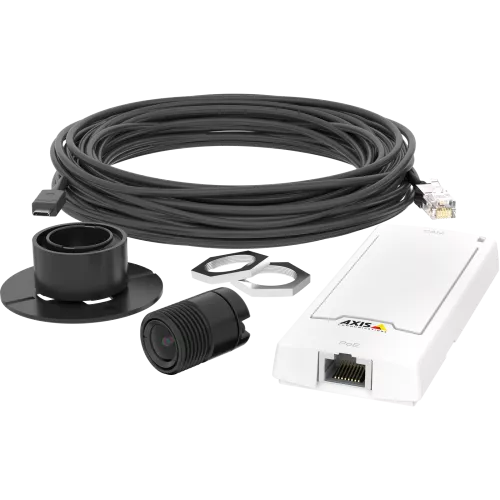 AXIS P1245 Network Camera con parti, vista dalla parte anteriore