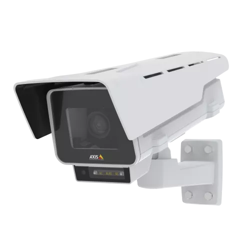 AXIS TQ1902-E IR Illuminator KiT attachded to camera AXIS P1375-E. White cover with black details.