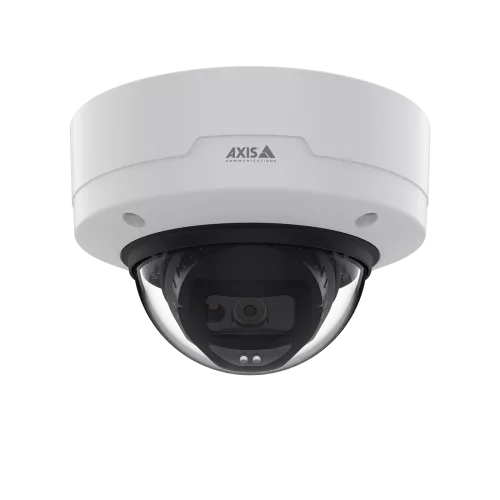 AXIS M3215-LVE in black and white, mounted in the celing