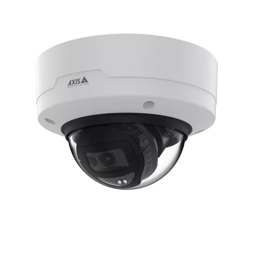 AXIS M3216-LVE in bianco e nero, montato nel soffitto