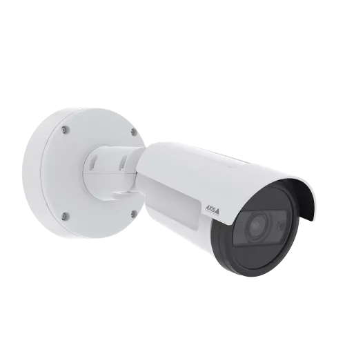 AXIS P1465-LE Bullet Camera w kolorze białym z logo Axis, widok z prawej strony