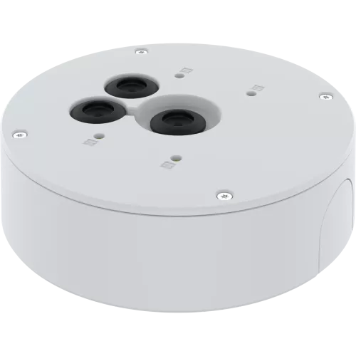 AXIS TQ3601-E - a white round conduit back box with three holes in it.