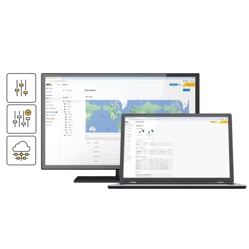 screen and laptop showing axis audio manager manager