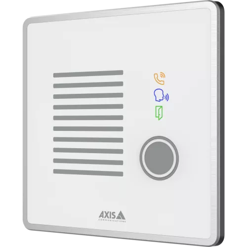 White AXIS I7020 Network Intercom viewed from its left angle