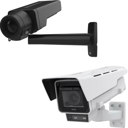 Box cameras angle left with white background