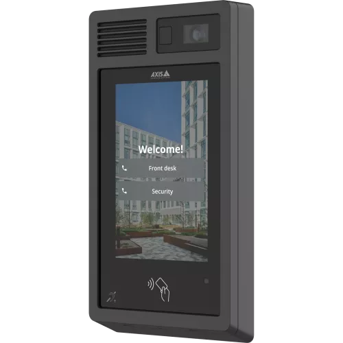 Black AXIS I8307-VE video intercom viewed from its left angle