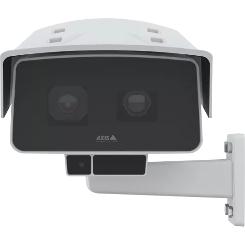 Box camera looking straight ahead with white background