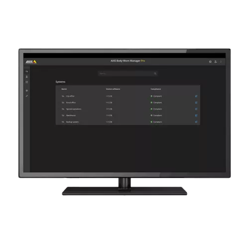 Monitor showing usage of AXIS Body Worn Manager Pro