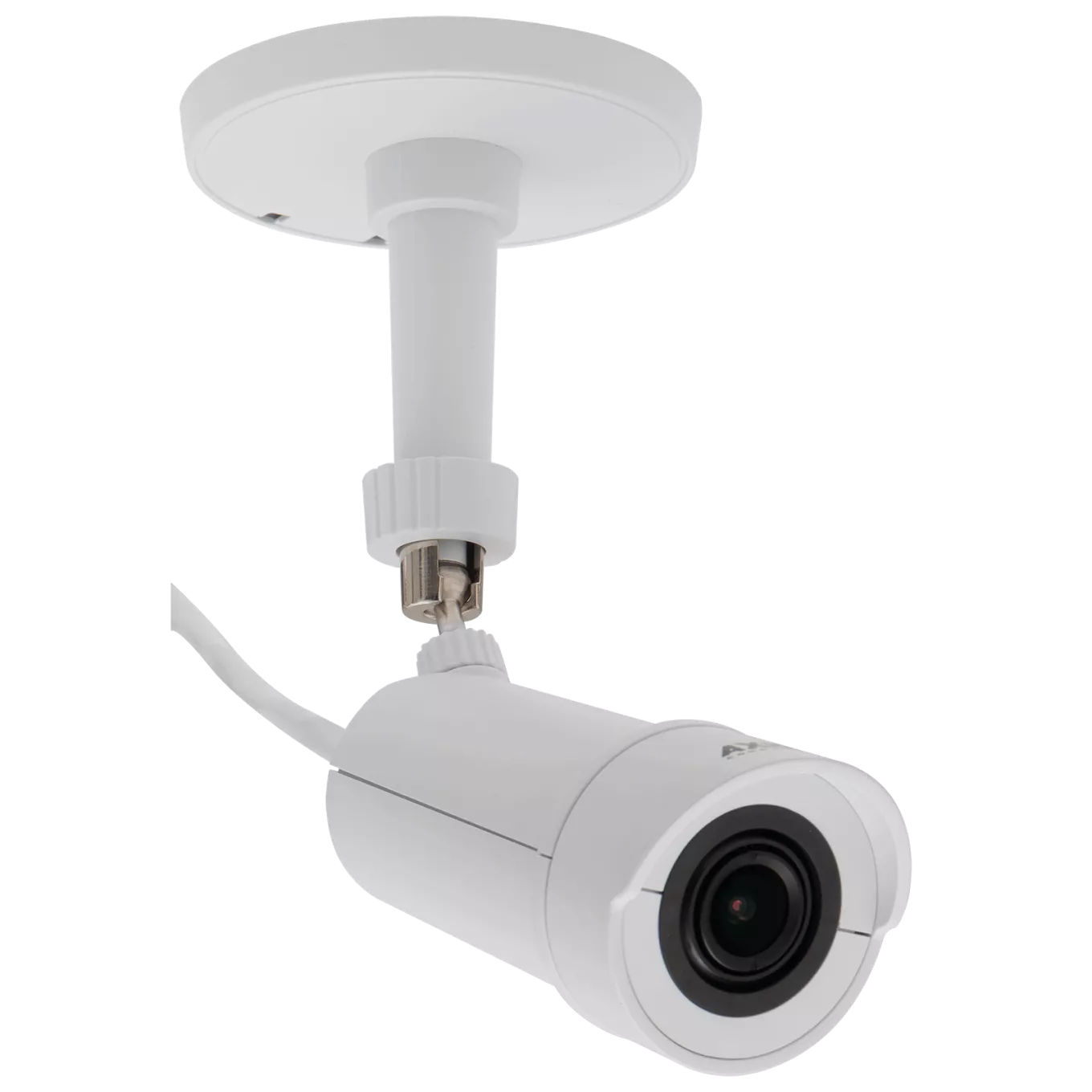 AXIS F8205 Bullet Accessory with AXIS F1005-E Sensor Unit mounted on stand, from the right angle