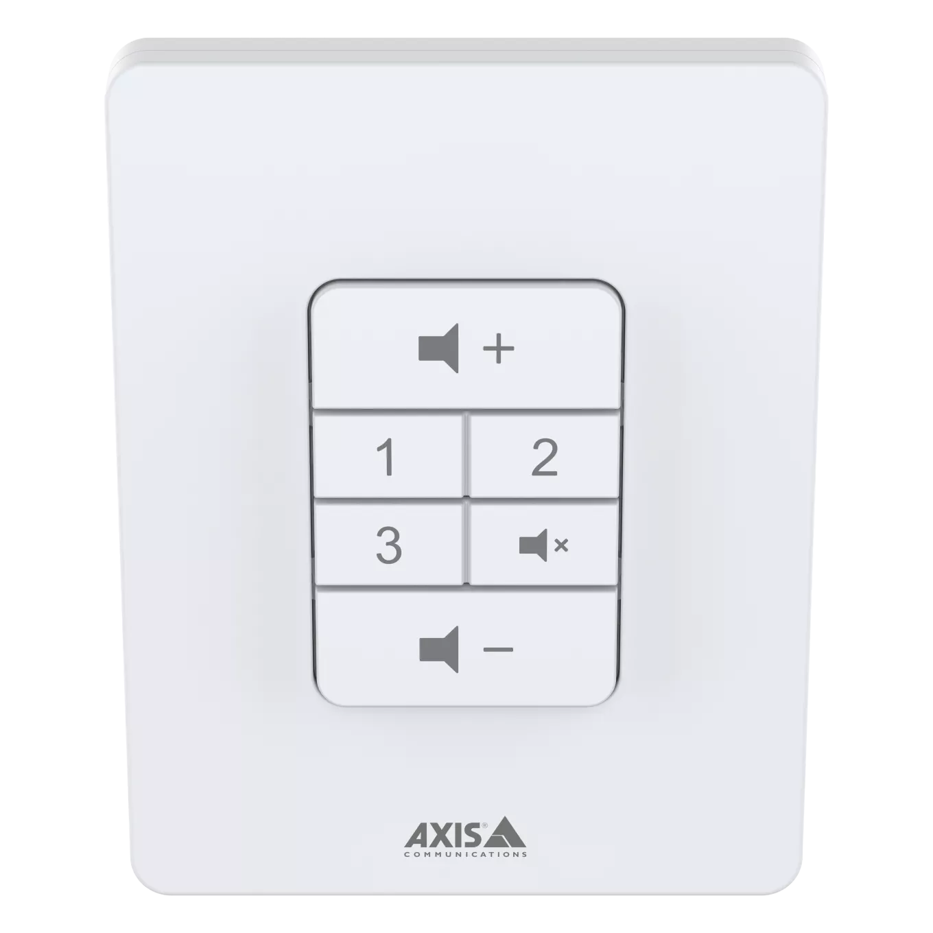 Panel de control de volumen blanco para montaje en pared C8310 visto de frente.
