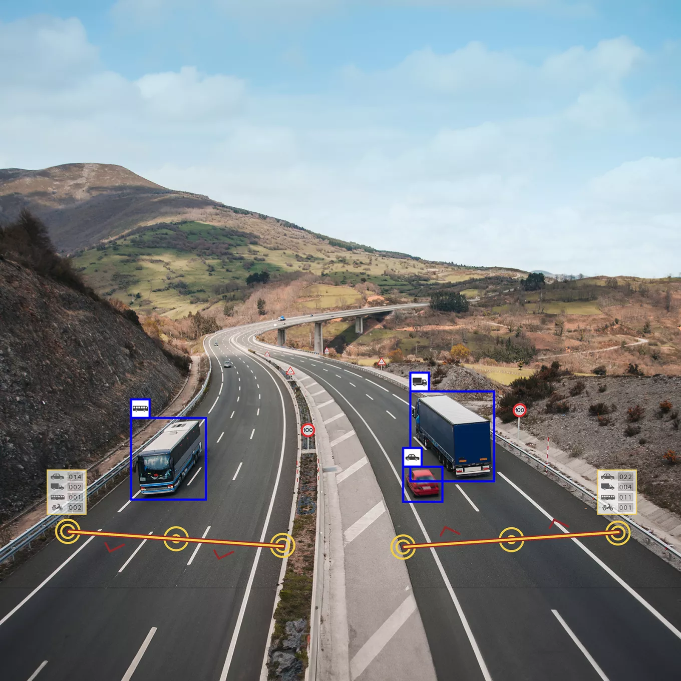 highway traffic overhead view