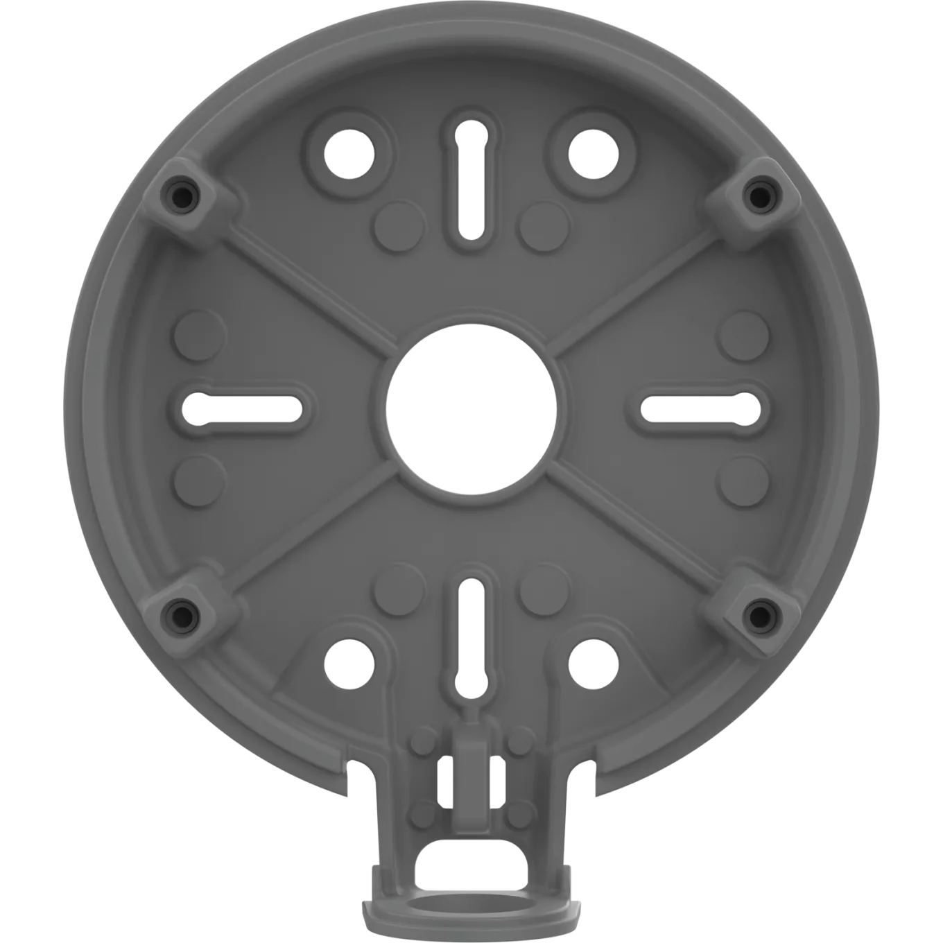 Grey conduit back box from the front
