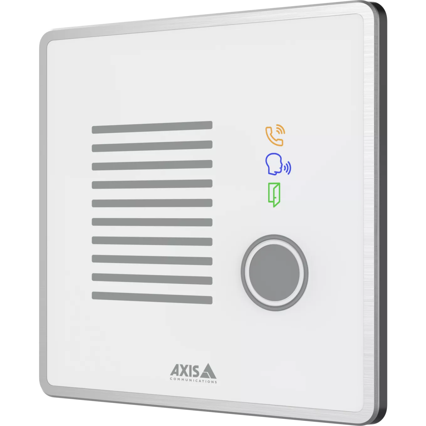 White AXIS I7020 Network Intercom viewed from its left angle