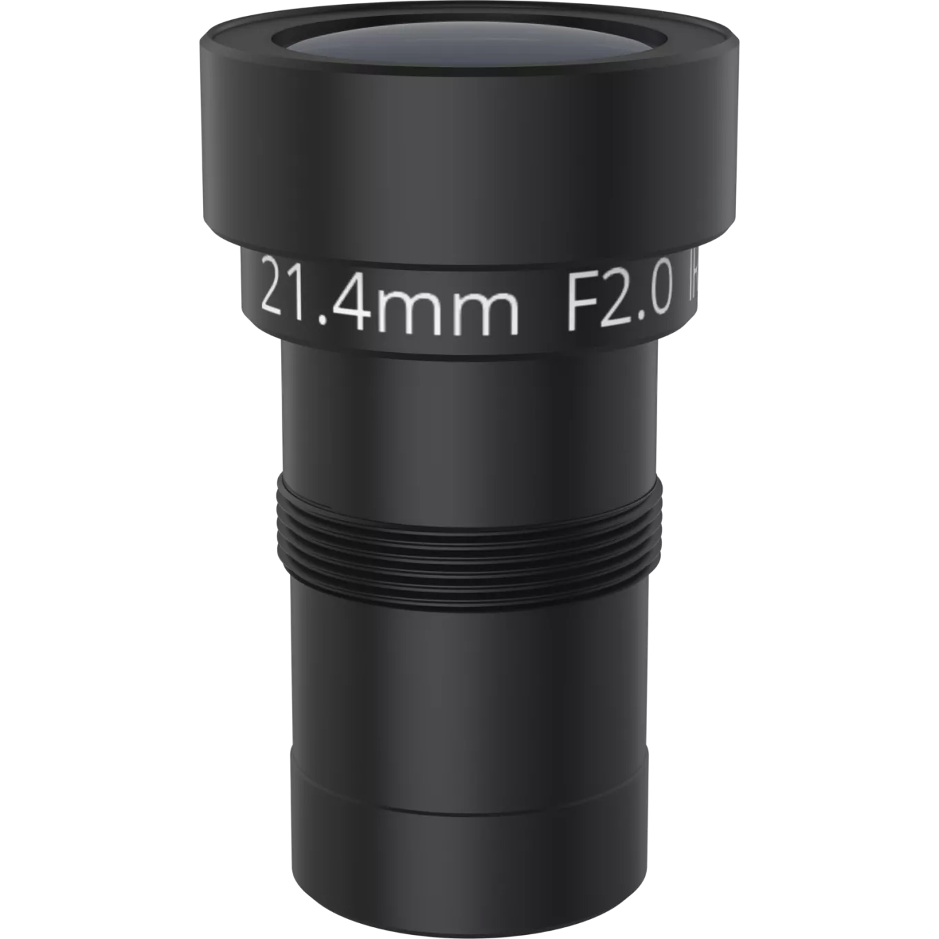 Lens M14 21.4 mm F2.0 IR, nero, visto dalla parte anteriore