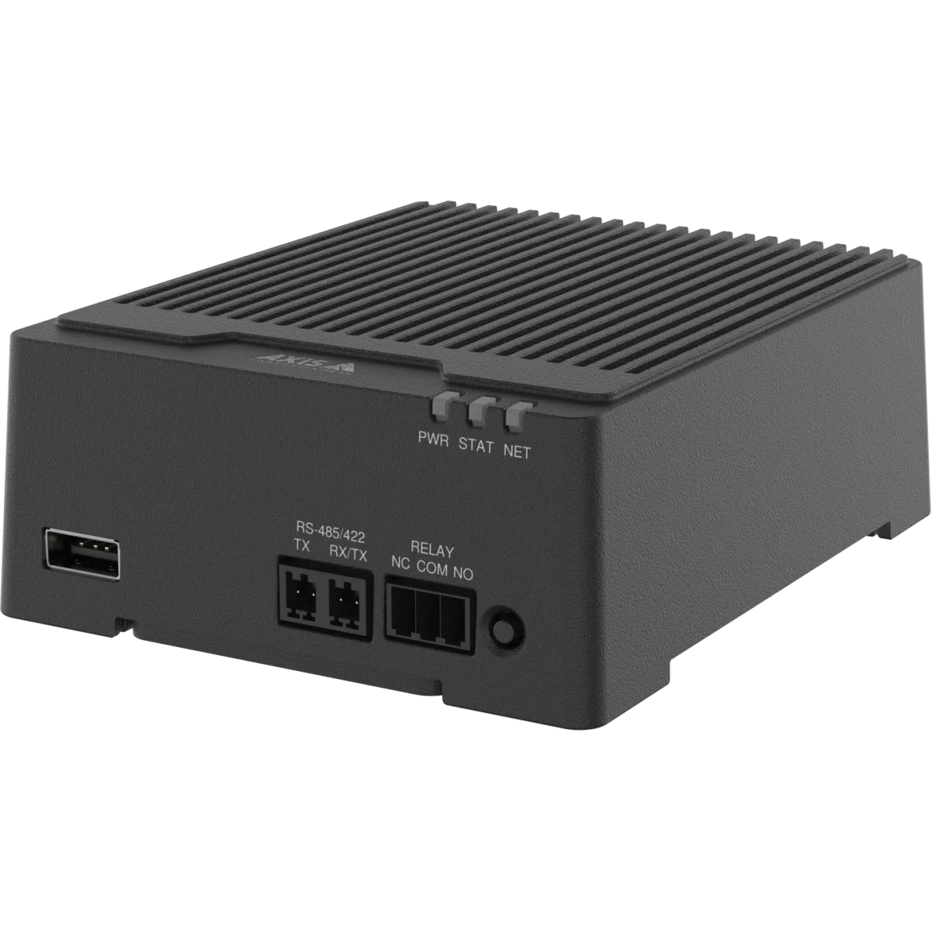 왼쪽 각도에서 본 검정색 AXIS D3110 Mk II Connectivity Hub