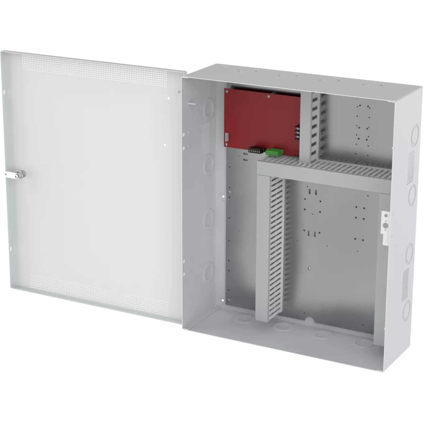 AXIS TA1203 Enclosure with Power Unit, blanc, vu de son angle gauche.